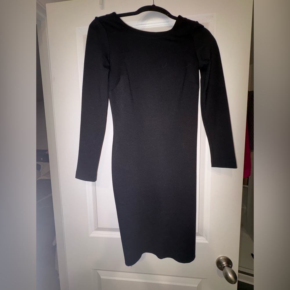 Black elegant v back neck dresss